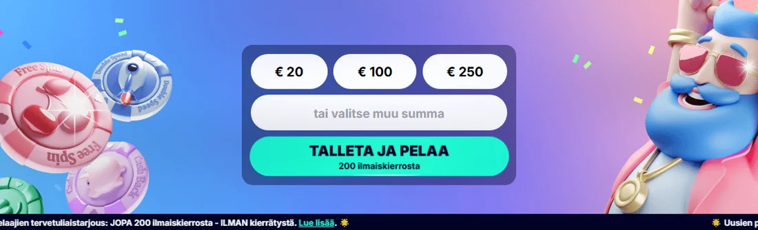 CasinoFriday — 100% bonus jopa 200 € live-kasinolle + jopa 200 ilmaiskierrosta ilman kierrätystä uusille pelaajille